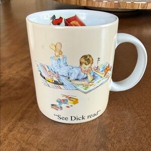 Vintage Children's Mug with Illustration “see dick read”